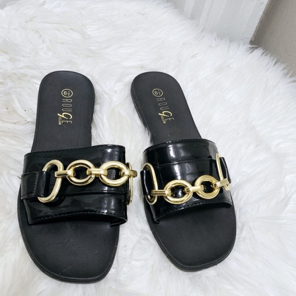 Rouge Black and Gold Chain Slide Sandals🌴 - Picture 4 of 7